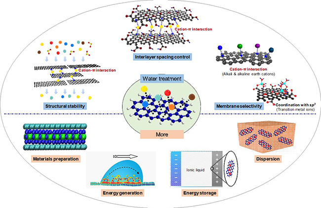 Cation-π interaction in graphene system and its application